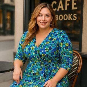 Plus Size Midi Wrap Style Taylor Belted Dress, Women's Size 24W